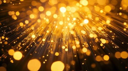 Poster - Close Up View of Glowing Fiber Optics and Bokeh Lights