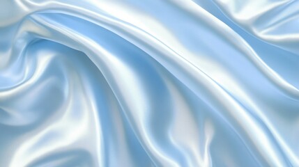 Poster - A beautiful flowing light blue satin fabric with gentle folds