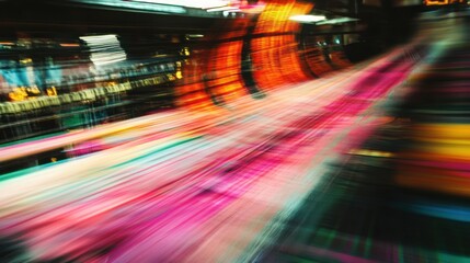 Poster - Long exposure of colorful lights shows a flowing motion blur