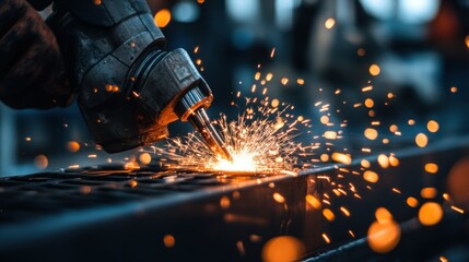 Poster - A Close Up Image of Welding Sparks in Action