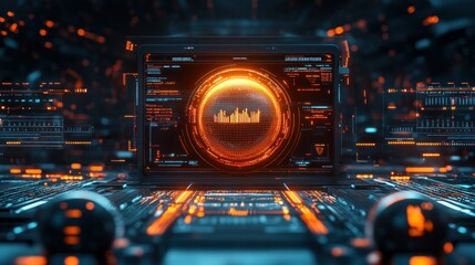Poster - A Futuristic Display Showing Data On An Illuminated Screen