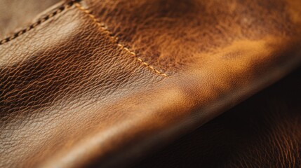 Poster - A Close Up Shot Showing Brown Leather With Stitching