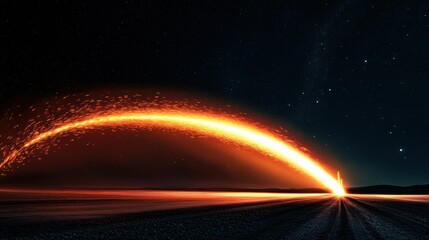Aufkleber - Bright spark arc across the night sky over land