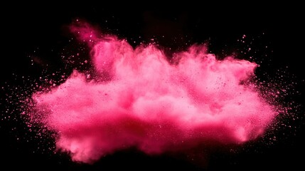 Aufkleber - A vibrant explosion of pink powder against a black background