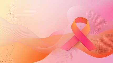 Poster - Abstract Ribbon Illustrating Breast Cancer Awareness And Support