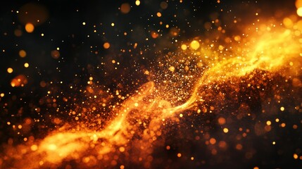 Poster - Fiery Orange Sparkles Dancing Across a Dark Abstract Background