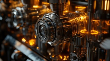 Poster - An up close view of a metallic engine component