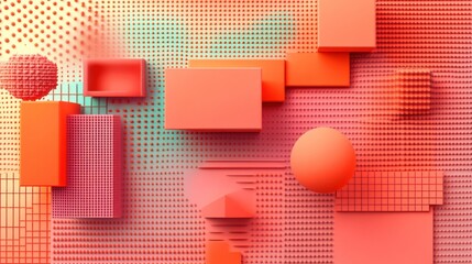 Poster - Simple geometric shapes arranged with vibrant colors and textures