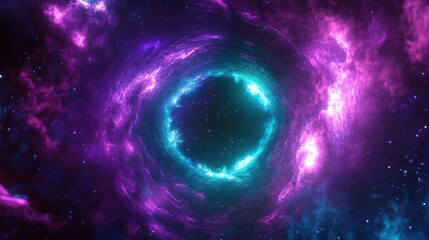 Poster - A Purple and Blue Nebula with a Bright Glowing Center