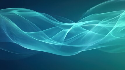 Aufkleber - Abstract depiction of flowing teal and blue colored wave patterns