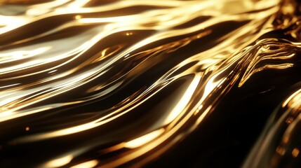 Poster - Golden flowing liquid with bright highlights and dark shadows