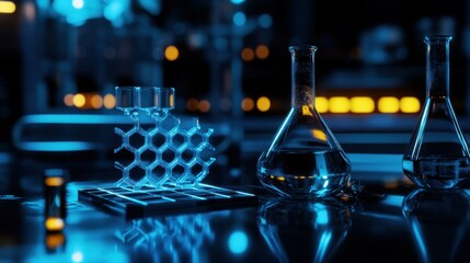 Poster - Scientific Chemistry Instruments Displayed in a Dark Laboratory Environment