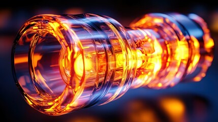 Poster - A glowing tube with an internal radiant orange and blue light