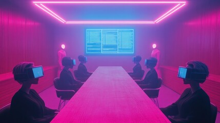 Poster - Group of people in a room wearing virtual reality headsets