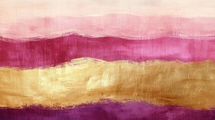 Poster - Abstract layered brushstroke art with warm colors and golden tones