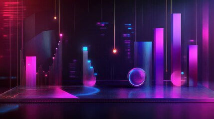 Poster - Beautiful futuristic and colorful digital business graphs and shapes