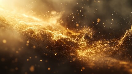 Aufkleber - Golden particles of light glowing through a dark swirling background