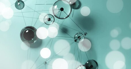 Poster - Animation of interconnected spheres and lines on teal background forming network