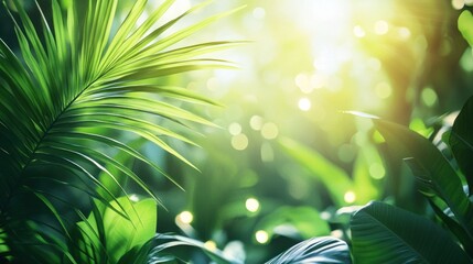 Poster - Bright Green Leaves Display Natural Beauty Under Beautiful Sunshine