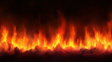 Poster - Blazing flames burning intensely with orange and red colors displayed