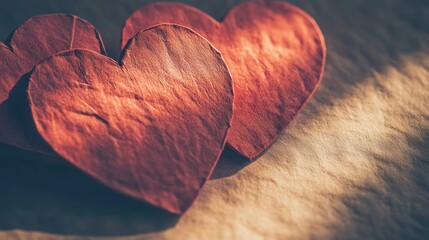 Poster - Several red hearts sitting atop a slightly textured background