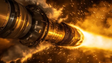 Aufkleber - The Powerful Engine Exhausts Fiery Propulsion Across Space