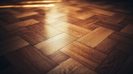 Poster - The Wooden Floor Displays a Pattern with Varying Color Tones