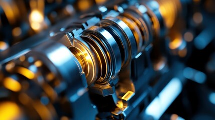 Poster - Detailed view of an engine component with multiple metal rings