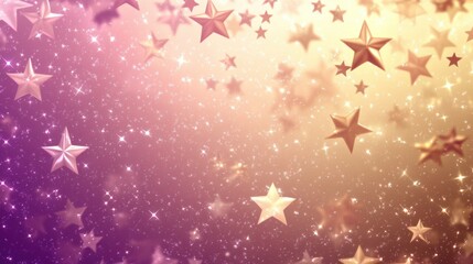 Poster - Golden stars with shimmering stardust floating through a gradient background