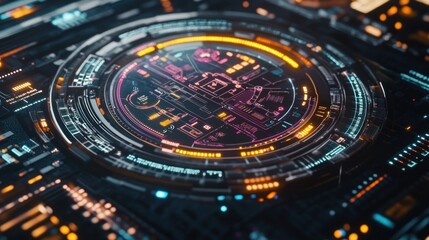 Poster - Futuristic Circuitry Depicting Advanced Electronic Technology Displays
