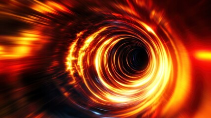 Poster - A Fiery Tunnel Depicting a Bright Wormhole in Deep Space