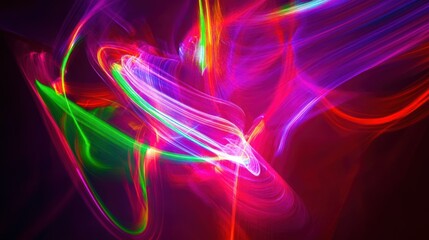 Poster - Abstract Light Trails Of Various Colors On Dark Backgrounds
