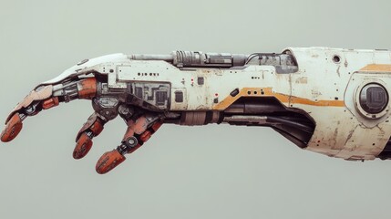 Poster - Detailed view of a metallic robot arm with realistic features