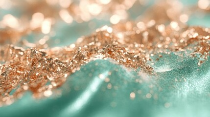 Poster - The glittering gold and teal surface has interesting wavy textures