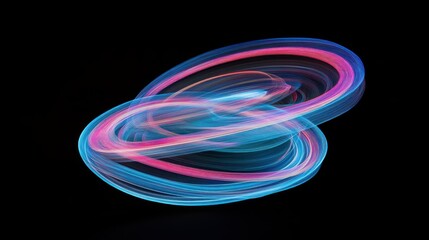 Poster - Swirling trails of light creates beautiful abstract composition on black background