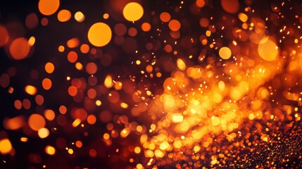 Poster - Floating golden orbs and sparks against a dark background