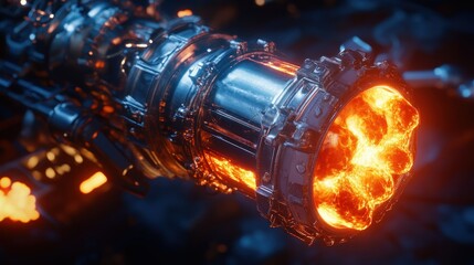Poster - This detailed image displays the hot exhaust of a metal engine