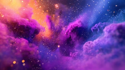 Poster - A Colorful Cloudscape Displays Different Hues and Sparkly Light Elements