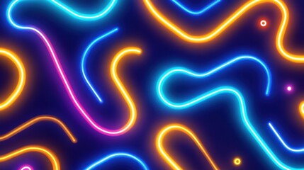 Poster - Bright neon streaks creating an abstract pattern on a dark background