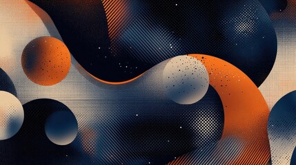 Wall Mural - Wallpaper of surreal geometric shapes with glowing orbs and dreamlike gradients