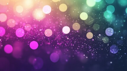 Poster - Colorful Bokeh Lights and Glitter Floating Over Dark Background