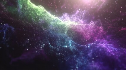 Poster - Colorful nebula with many stars floating through dark cosmic space