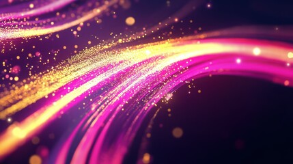 Poster - Abstract background featuring glowing trails and sparkling golden particles