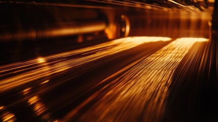 Poster - A beam of light streaks across the machine in motion