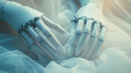 Aufkleber - Robotic Hands Displaying Technological Prowess and Advanced Artificial Intelligence