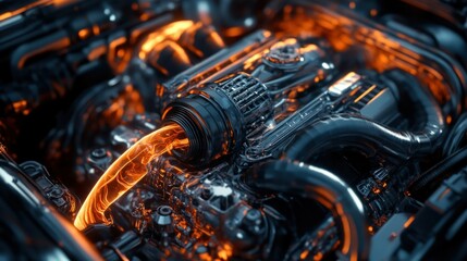 Poster - A Close Up View of a Complex Engine Structure