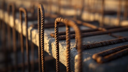 Poster - Close up shot of steel rebar and cement structure