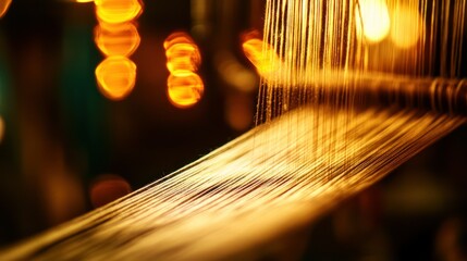 Poster - Close up view of weaving threads and golden light