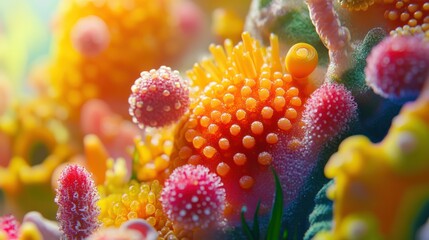 Poster - Vivid macro photography showing an abstract close up composition of coral
