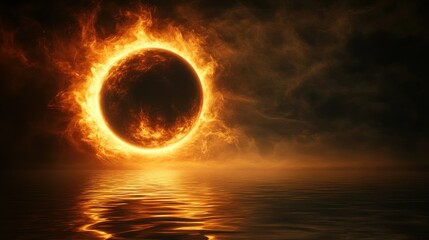 Poster - The Fiery Celestial Sphere Reflected in the Still Water Below